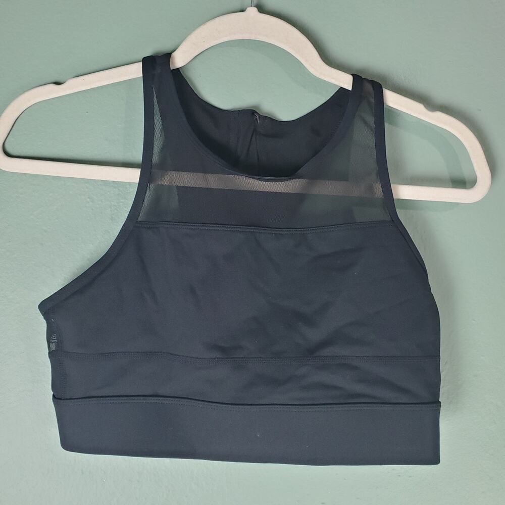 Zyia Active Womens Black Mesh Zip Back One More Rep Sports Bra Size Medium